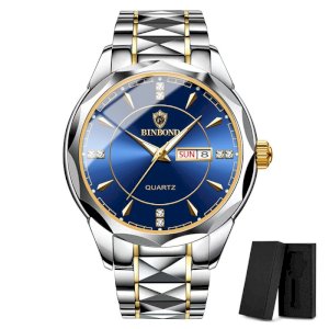 BINBOND business sliver blue watch for men luxury original waterproof stainless steel Mela wristwatches relogio masculino (sliver)_6677